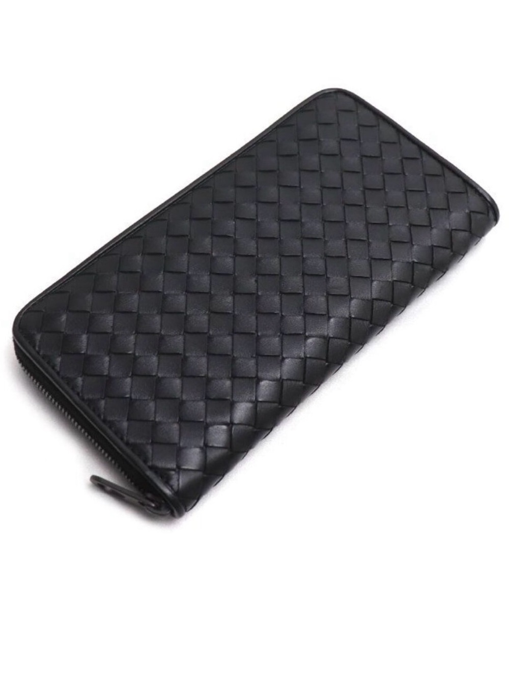 Bottega Veneta Intrecciato Zip-Around Wallet 100% Lambskin Grey Thunder